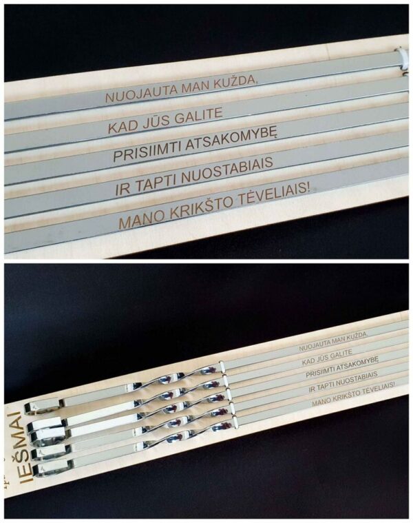 BBQ metal sticks set ,,Nuojauta man kuzda,,