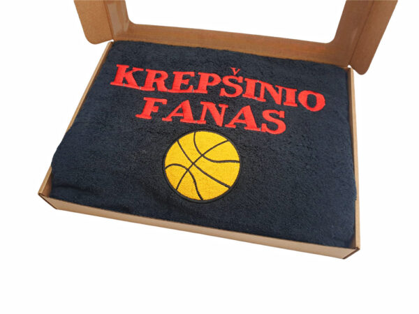 Towel with cardboard box ,,Krepsinio fanas,,