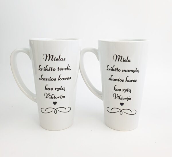 Personalised Tall Latte Cup set ,,Mielas Kriksto Teveli&Miela Kriksto Mamyte,,
