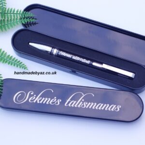 Pen and a metal case ,,Sekmes talismanas,,