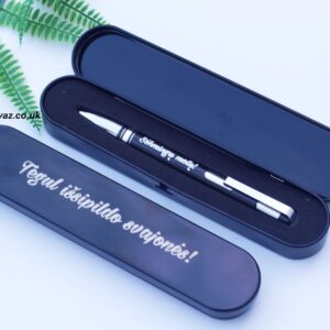 Pen and a metal case ,,Tegul issipildo svajones,,