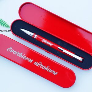Pen and a metal case ,,Svarbiems uzrasams,,