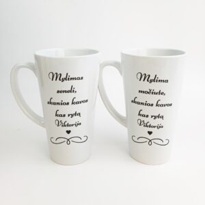 Tall Latte Cup set ,,Mylimas seneli&Mylima Mociute,,