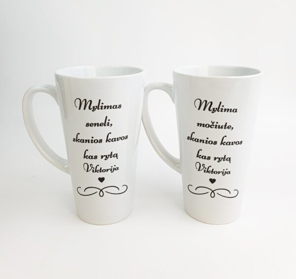 Tall Latte Cup set ,,Mylimas seneli&Mylima Mociute,,