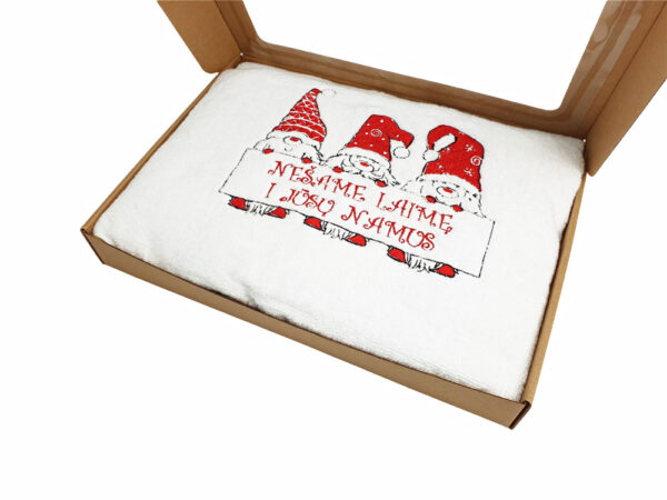Towel with cardboard box ,,Nesame laime i Jusu namus,,