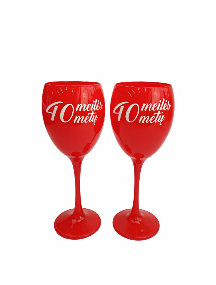 Personalised Wine Glass set  ,,40 meiles metu,,