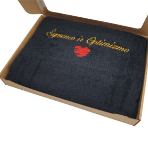 Towel with cardboard box ,,Sypsenos ir optimizmo,,