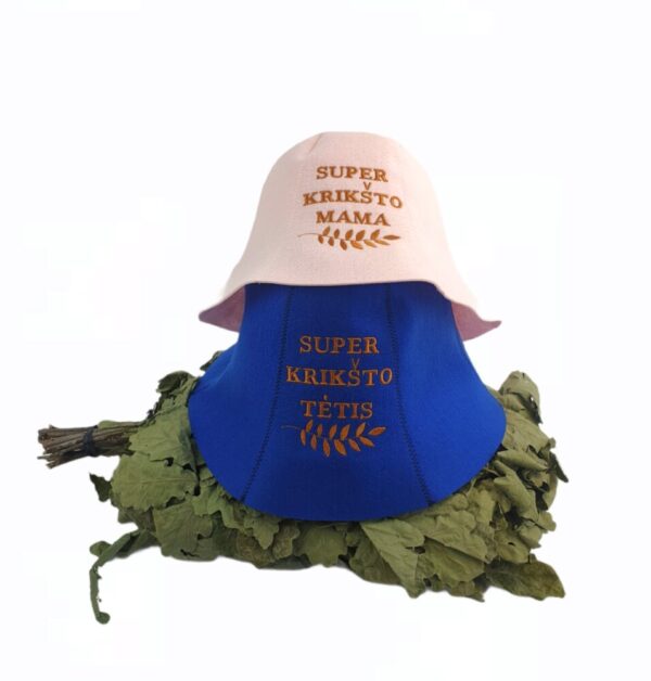 Sauna hats for couple  ,,Super Kriksto mama ,Super kriksto tetis,,