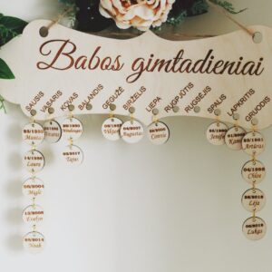 Hanging sign with birthday tag ,,Babos gimtadieniai,,