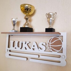 Personalised Trophy Shelf, Medal hanger / holder.