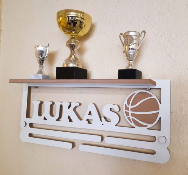 Personalised Trophy Shelf, Medal hanger / holder.