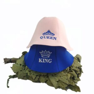 Sauna hats for couple  ,,Queen and King,,