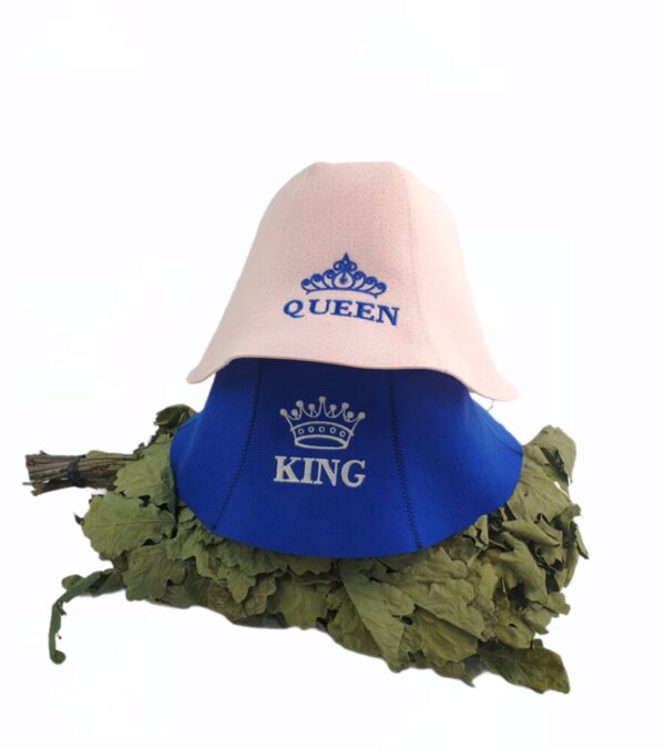 Sauna hats for couple  ,,Queen and King,,