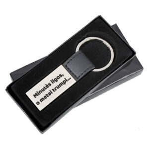 Metal keychain with leather ,,Geros nuotaikos,Mamyte,,