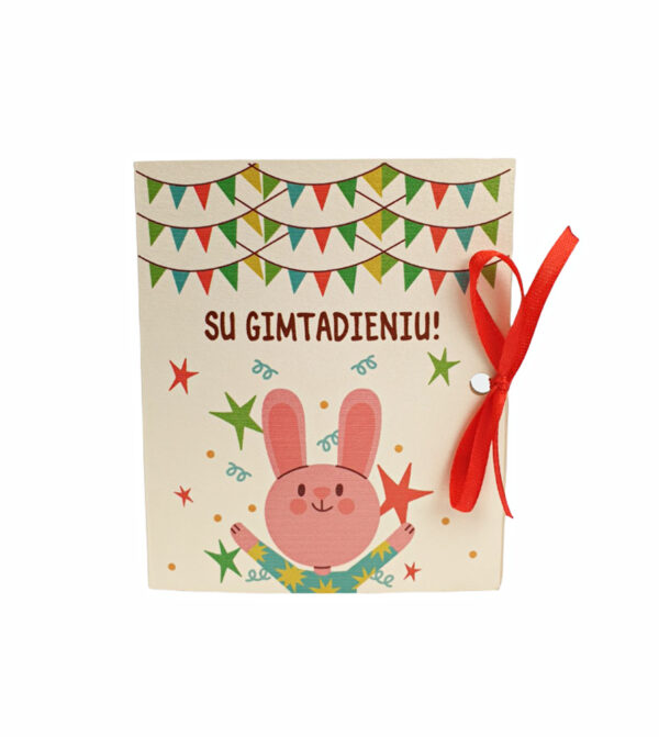 Greeting card with chocolate ,,Su gimtadieniu,,