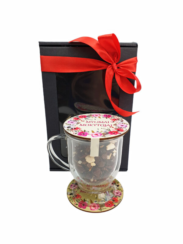 Double Walled Glass Mug  set ,,Mylimai mokytojai,,