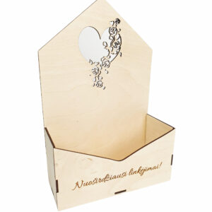 Wood envelope for flower ,,Nuosirdziausi linkejimai,,