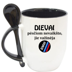 Cup with Spoon ,,Dievai pesciomis nevaiksto,,