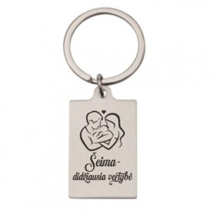 Metal keychain with secret message  ,,Seima-didziausia vertybe,,