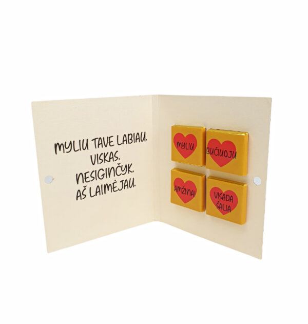 Greeting card with chocolate ,,Myliu Tave,, - Image 3