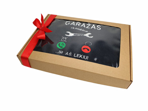 Towel with cardboard box ,,Garazas skambina,,