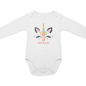 Personalised Baby vest Long sleeve ,,3 Milejai,,
