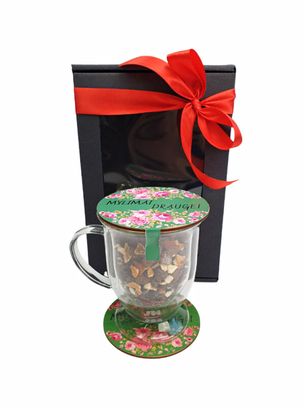 Double Walled Glass Mug  set ,,Mylimai draugei,,