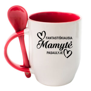Cup with Spoon ,,Fantastiskiausia mamyte,,