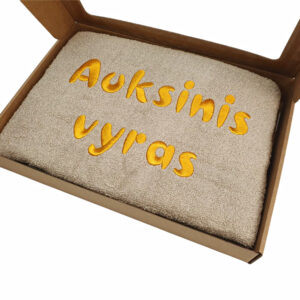 Towel with cardboard box ,,Auksinis vyras,,