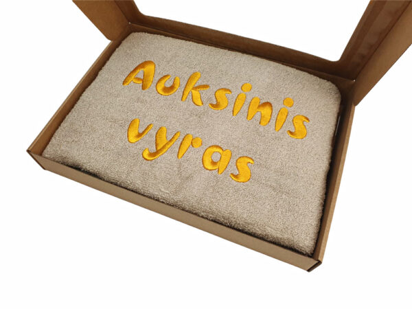 Towel with cardboard box ,,Auksinis vyras,,