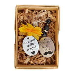 Key Chain set ,,Geriausiai Kriksto mamytei/Krikšto tėtis,,