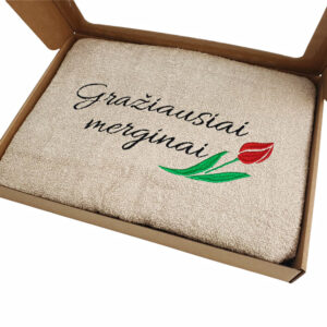 Towel with cardboard box ,,Graziausiai merginai,,