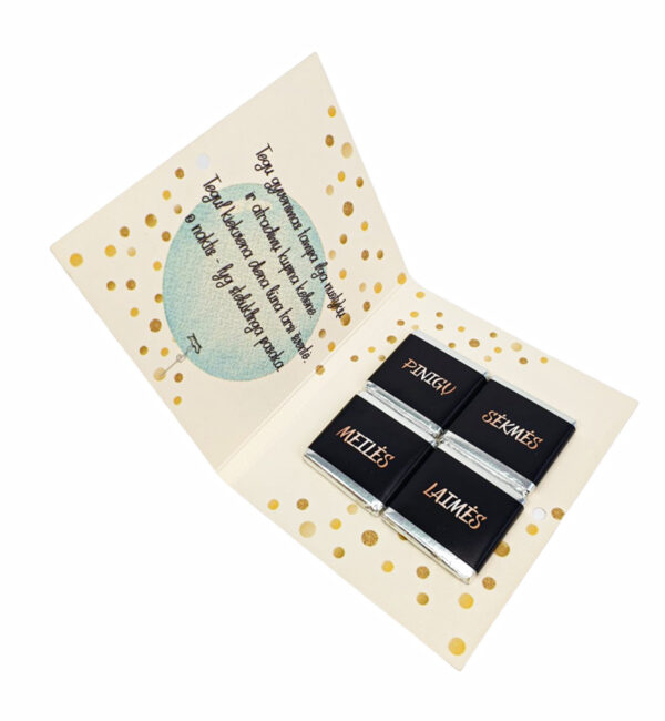 Greeting card with chocolate ,,Linkejimai,, - Image 2