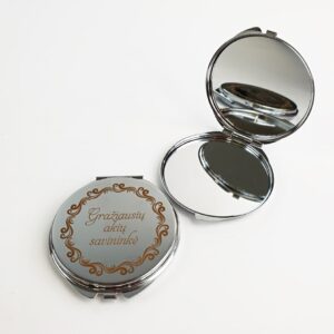 Engraved Compact Mirror ,,Graziausiu akiu savininke,,