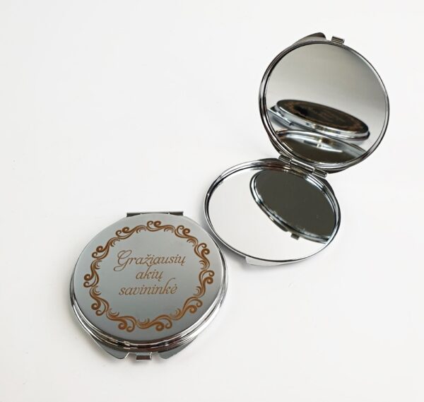 Engraved Compact Mirror ,,Graziausiu akiu savininke,,