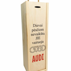 Wooden  Wine Box ,,Dievai pesciom....AUDI,,