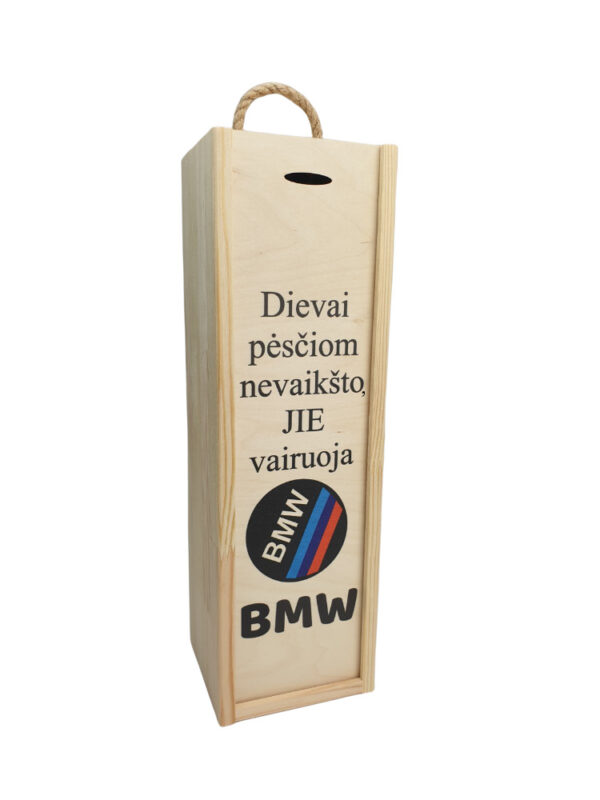 Wooden  Wine Box ,,Dievai pesciom....BMW,,