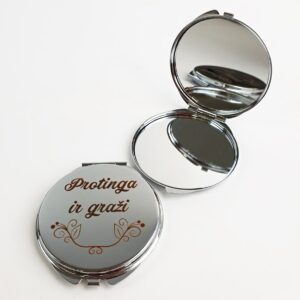Engraved Compact Mirror ,,Protinga ir grazi,,