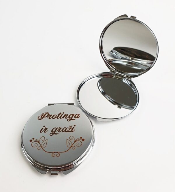 Engraved Compact Mirror ,,Protinga ir grazi,,