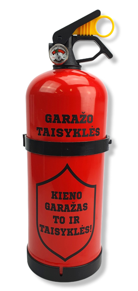 Fire Extinguisher with print ,,Garazo taisykles,,