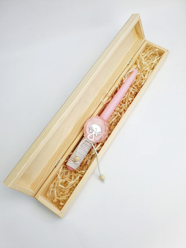 Christening candle Pink with angel - Image 2