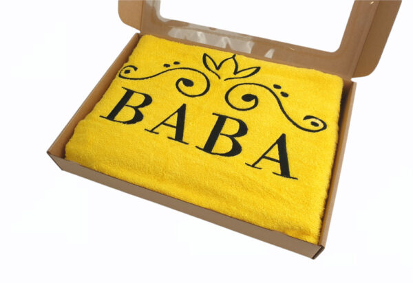 Towel with cardboard box ,,BABA,,