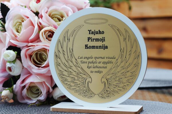 Personalised Stand up greeting ,,Tajuko Pirmoji Komunija,,