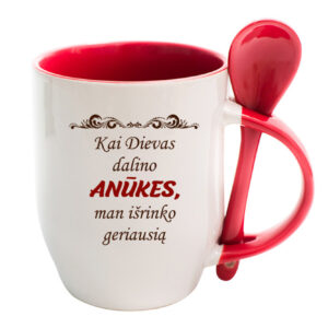 Cup with Spoon ,,Kai Dievas dalino anukes,,