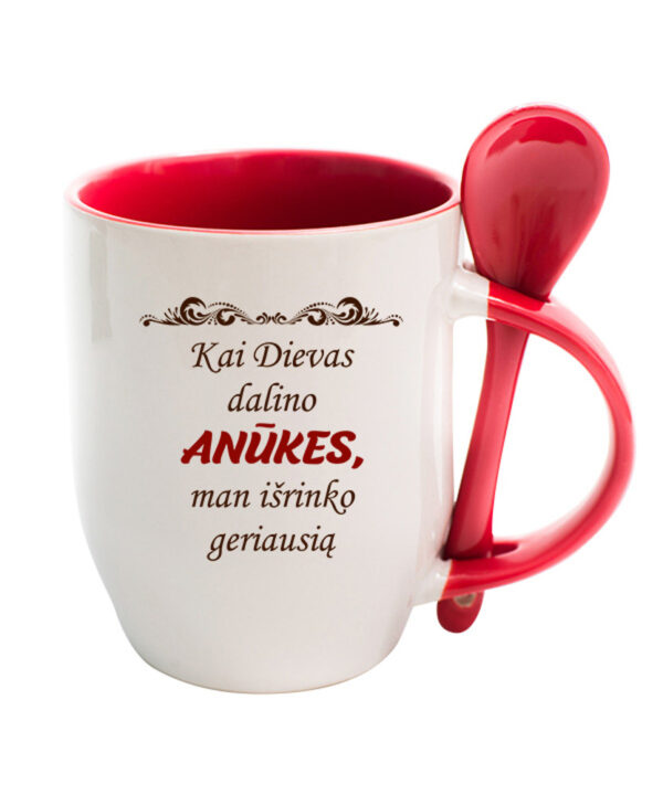 Cup with Spoon ,,Kai Dievas dalino anukes,,
