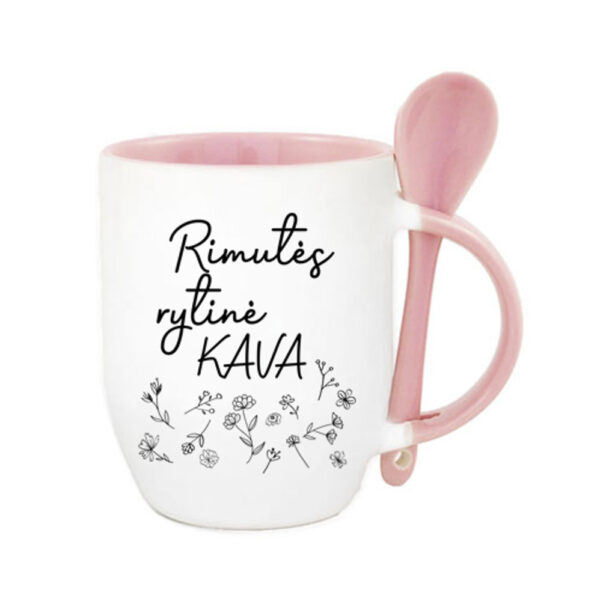 Personalised Cup with Spoon ,,Rimutes rytine kava,,