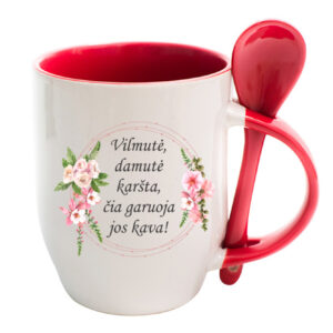 Personalised Cup with Spoon ,,Vilmute damute..,,