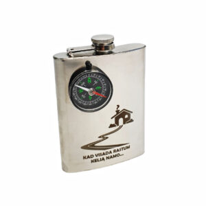 Metal Flask with compass ,,Kad visada rastum kelia namo,,