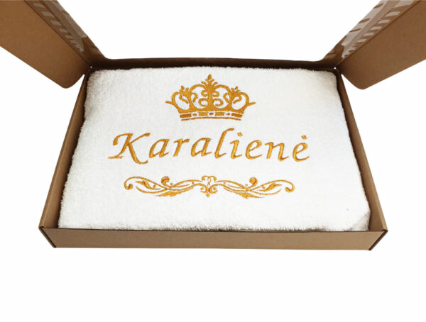 Towel with cardboard box ,,Karaliene,,