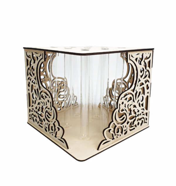 Wooden vase ,glass tube with preserved rose - Image 2